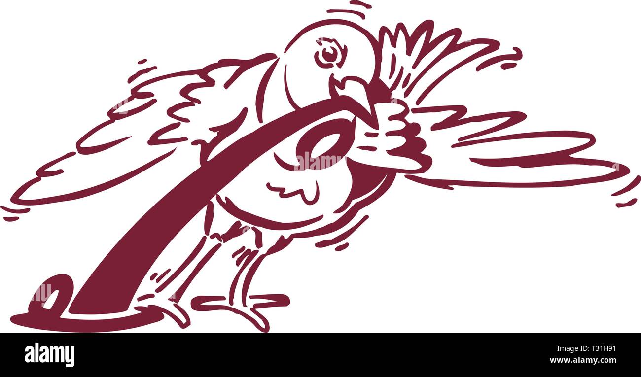 Früher Vogel fängt den Wurm. Robin (Vogel) ziehen ein Wurm wie ein Prozentzeichen aus der Erde geformt Stock Vektor