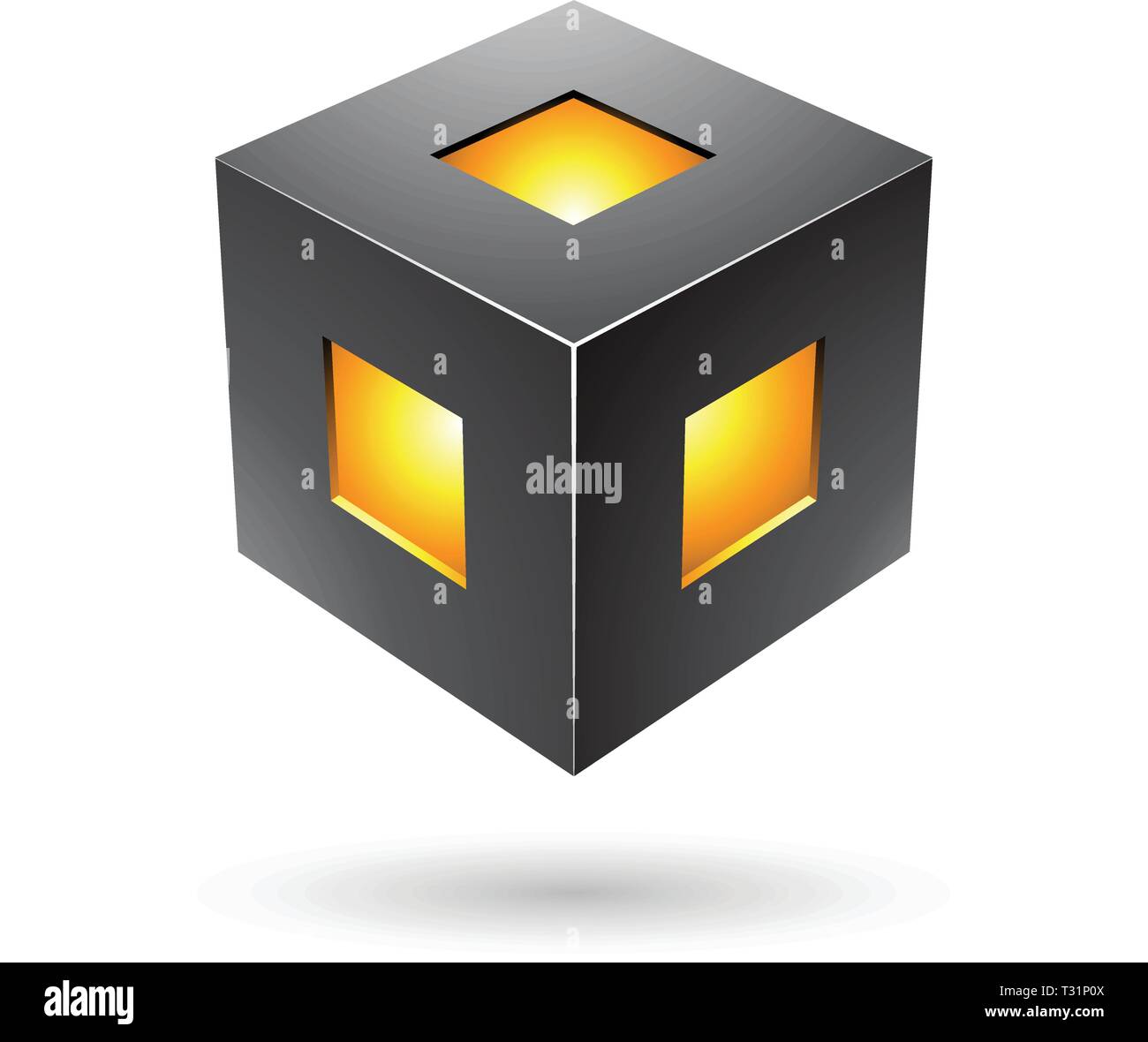 Vector Abbildung: schwarz Fett Laterne Cube isoliert auf weißem Hintergrund Stock Vektor