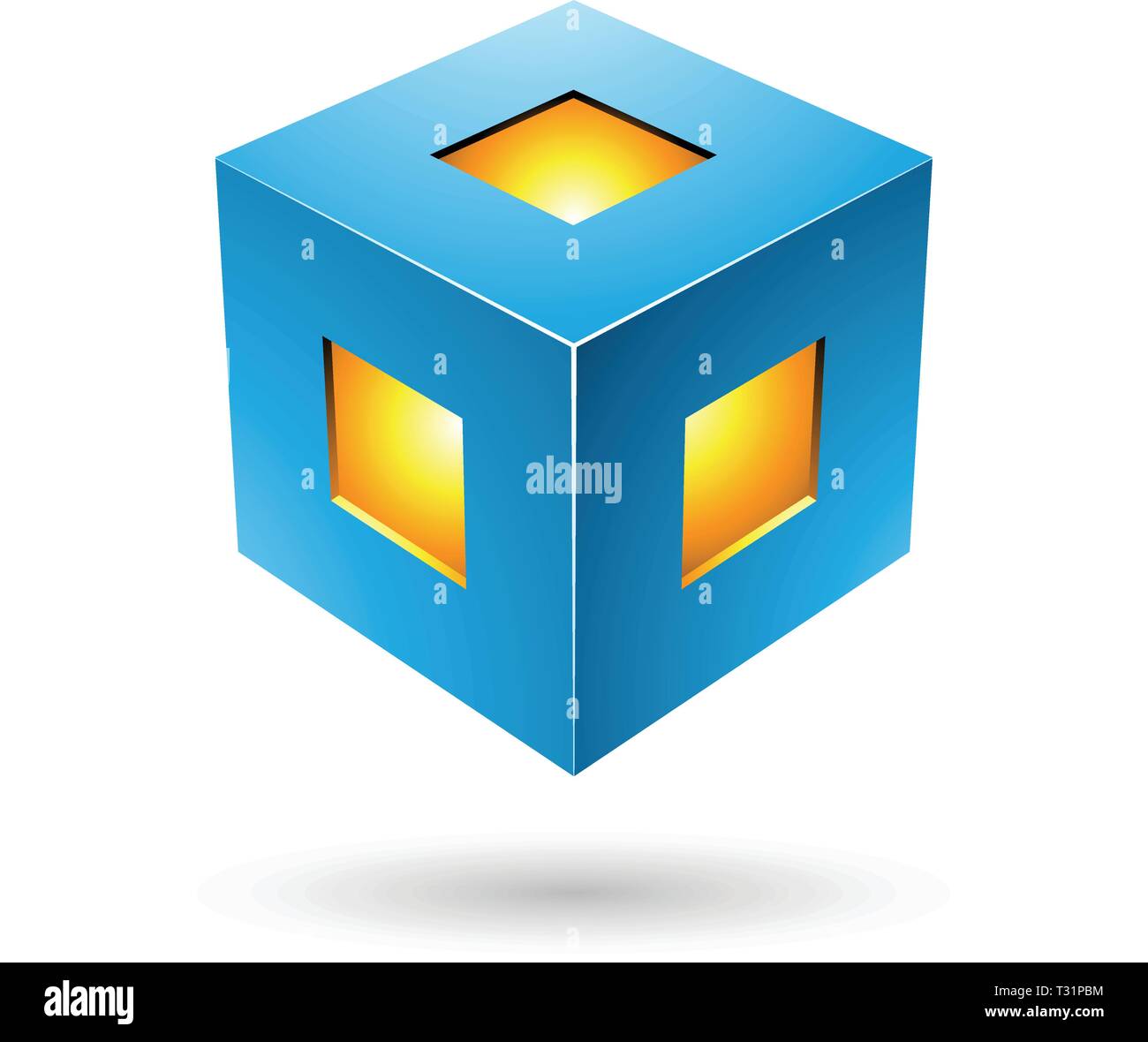 Vector Illustration von Blue Bold Laterne Cube isoliert auf weißem Hintergrund Stock Vektor