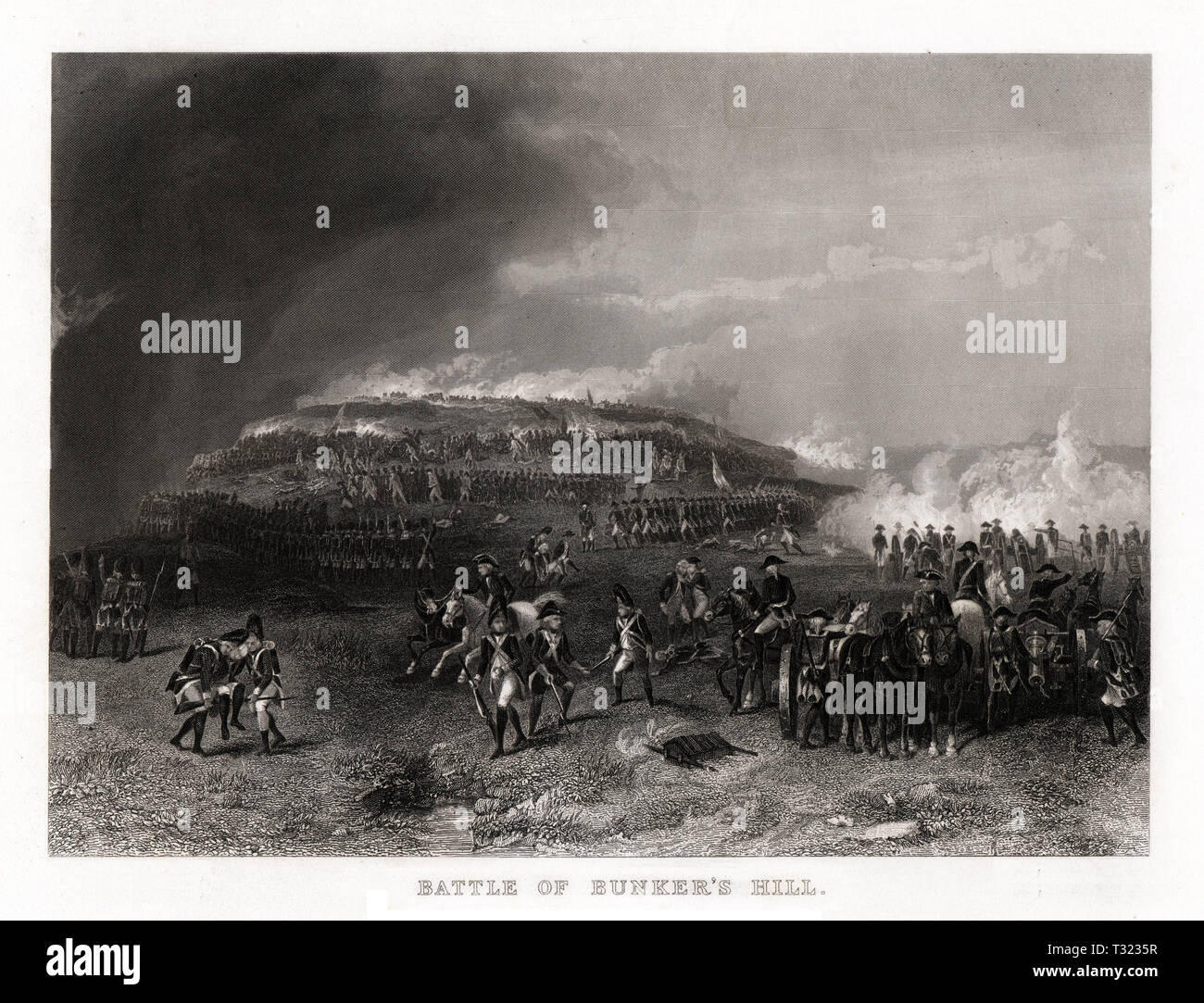 Die Schlacht von Bunker Hill, Amerikanischer Unabhängigkeitskrieg Stockfoto