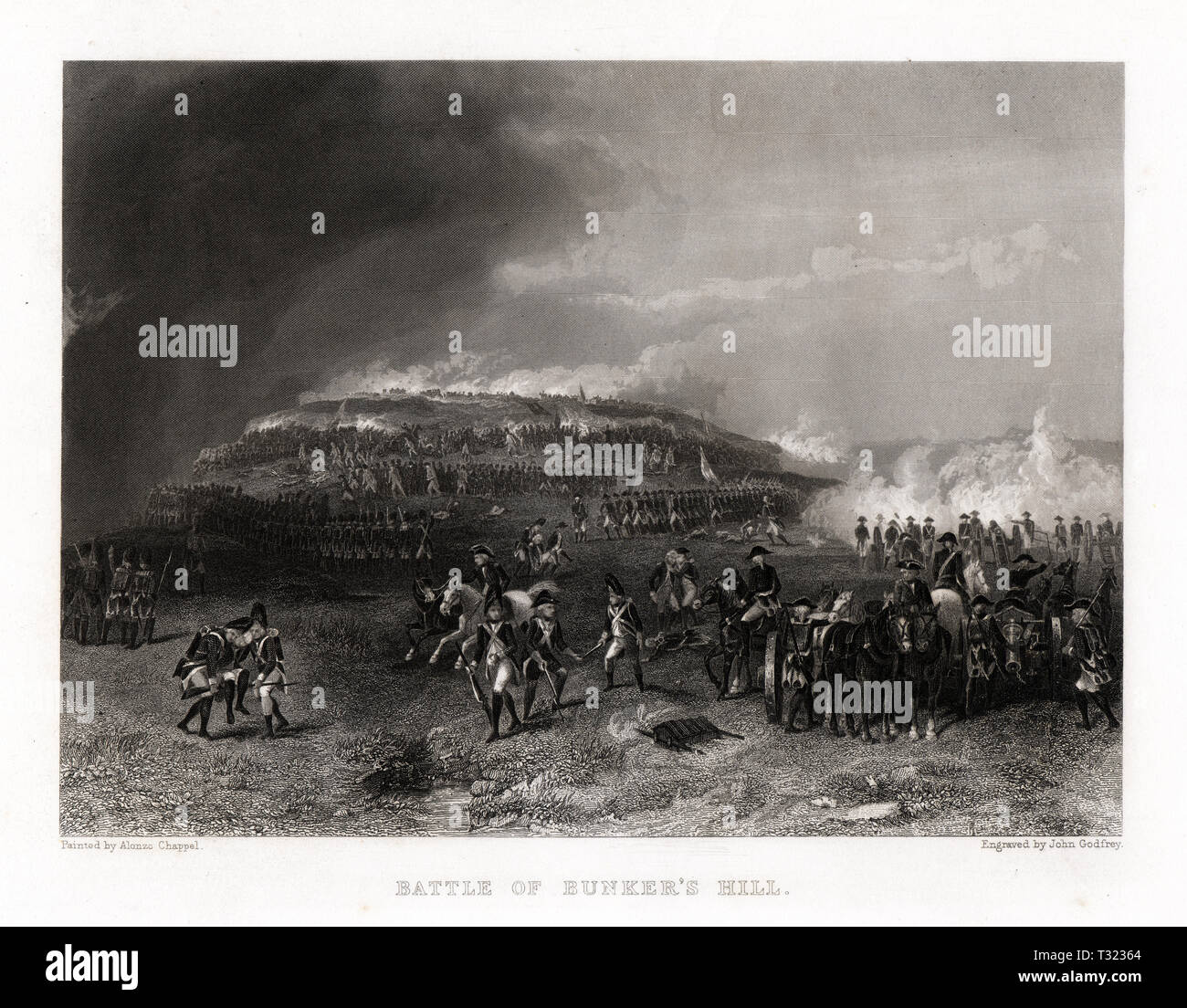 Die Schlacht von Bunker Hill, Amerikanischen Unabhängigkeitskrieg. 1776 Stockfoto