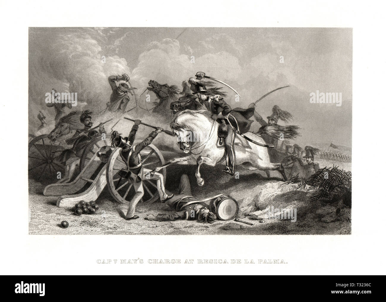 Amerikanische Geschichte Szene: Captain's können kostenlos bei der Schlacht von Resica de la Palma, in der Nähe von Matamoros, Mexiko, die Mexikanische amerikanischen Krieg, 1846 Stockfoto