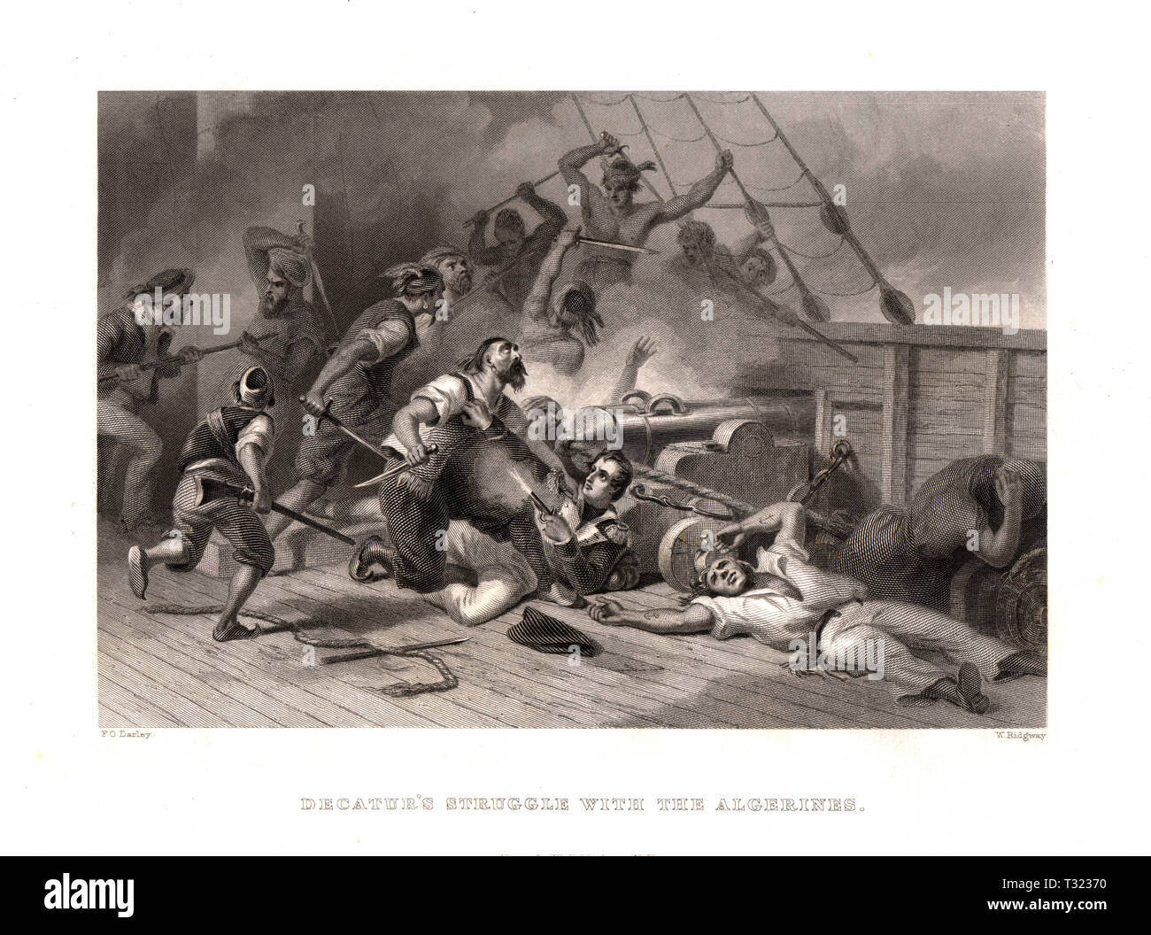 Der decateur Kampf mit den Algeriern in der Schlacht von Kap Gata während der barbary Kriege, Nordafrika Stockfoto