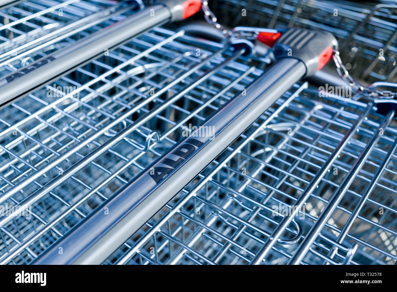 Aldi Supermarkt Bakewell in The Derbyshire Peak District, UK. Stockfoto