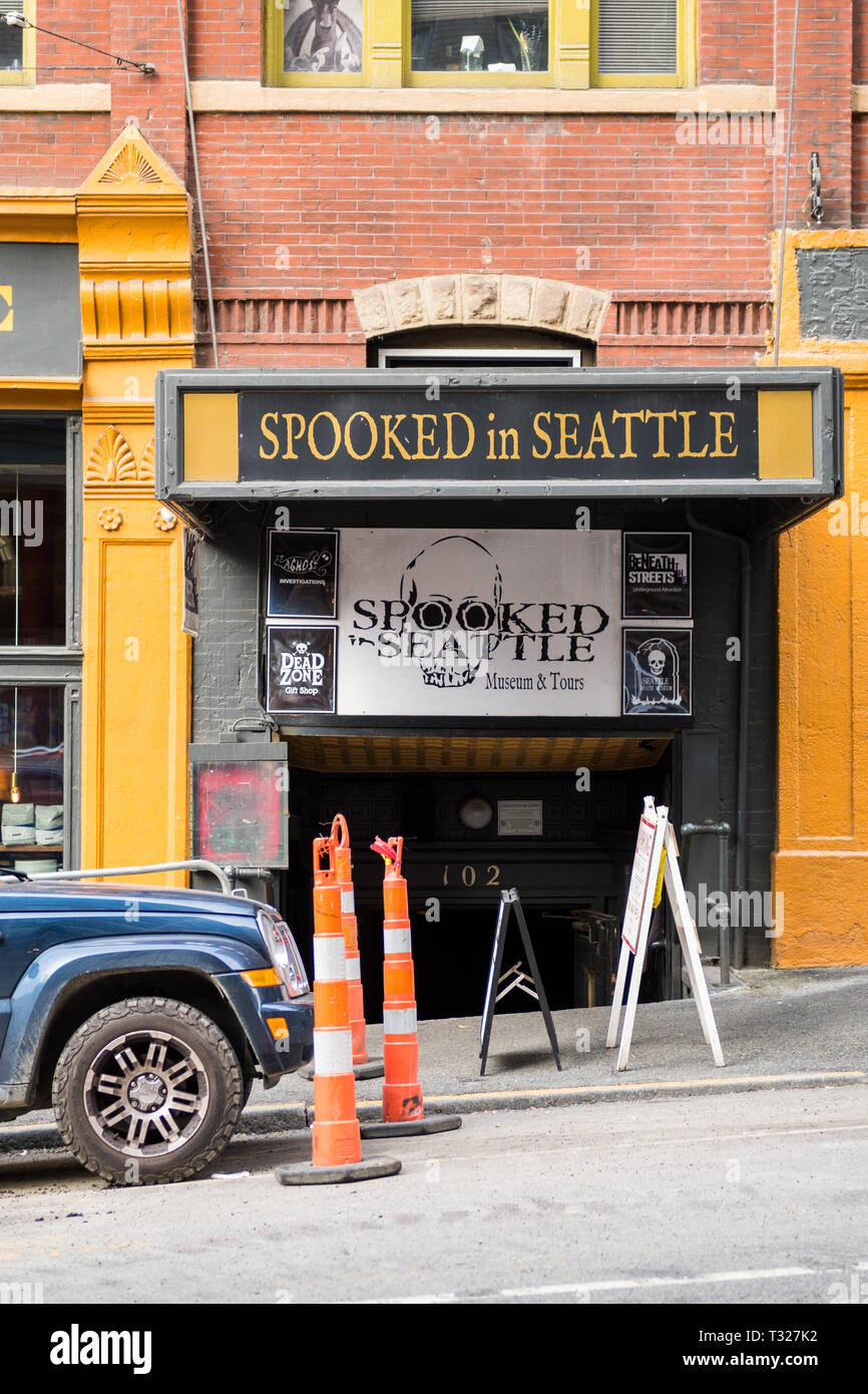 Eingang Spooked in Seattle Museum und Touren. Stockfoto