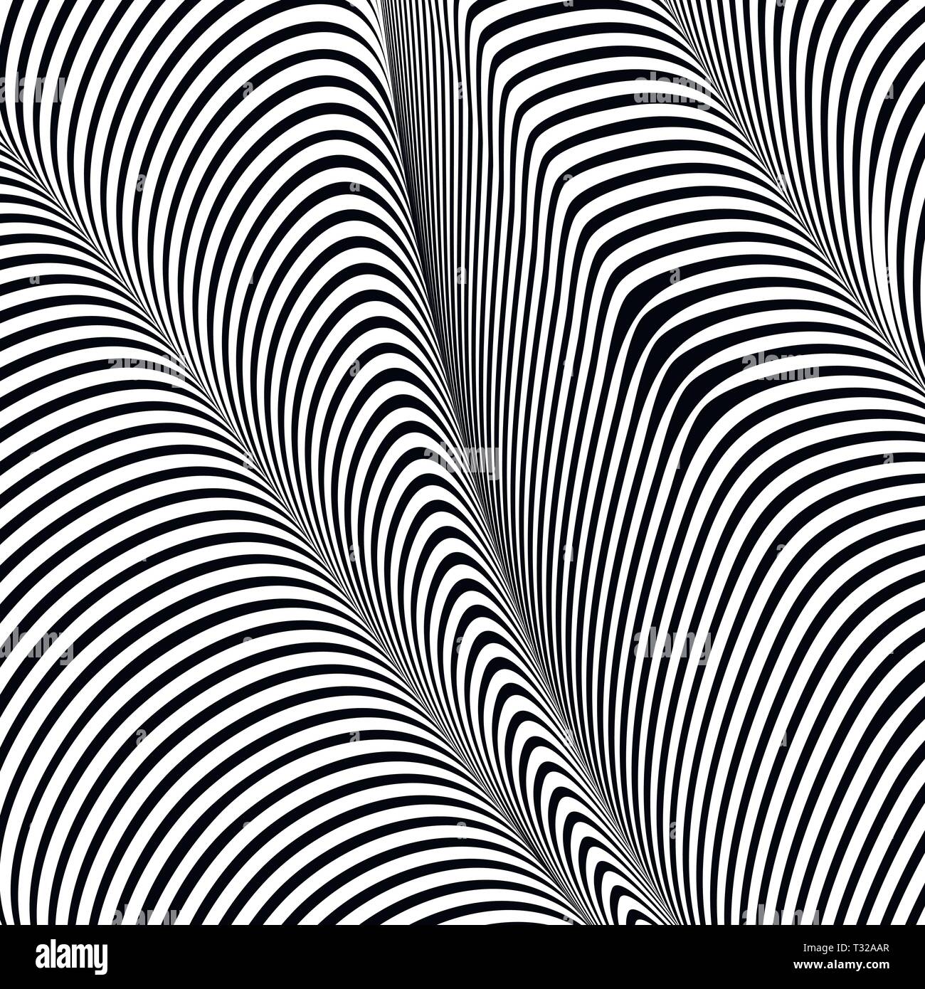 Abstrakte wellig Hintergrund, Optische Kunst, opart gestreift. Vektor Wellen, Geometrie welligkeit Linie Streifen Stock Vektor