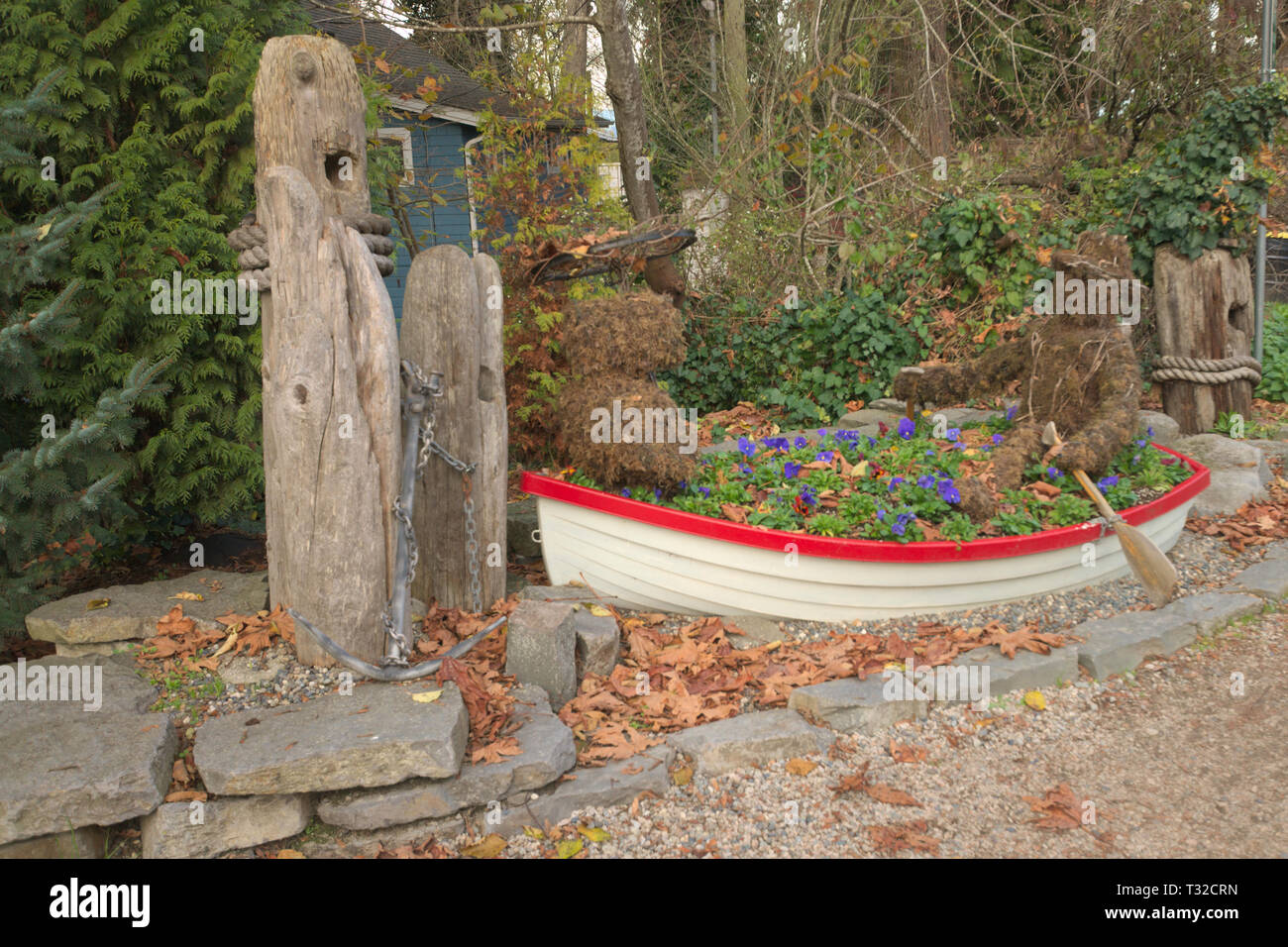 Nautischer Themengarten am Crescent Beach, Surrey, British Columbia Stockfoto