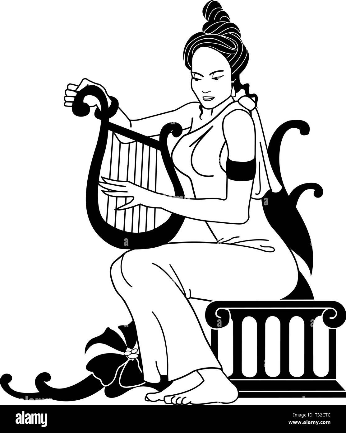 Die harfenistin Vector Illustration Stock Vektor