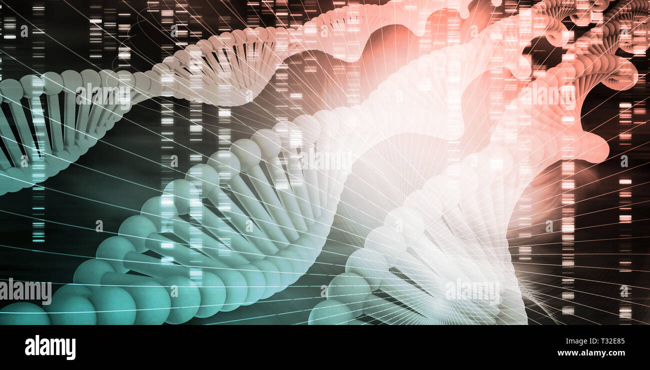 Moderne Genetik und DNA-Analyse Hintergrund Konzept Stockfoto