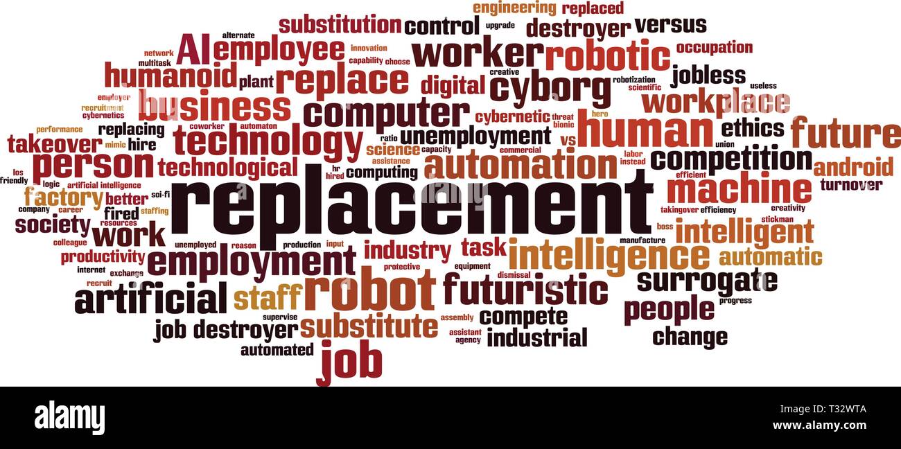 Austausch cloud Konzept. Collage aus Worte über Ersatz. Vector Illustration Stock Vektor