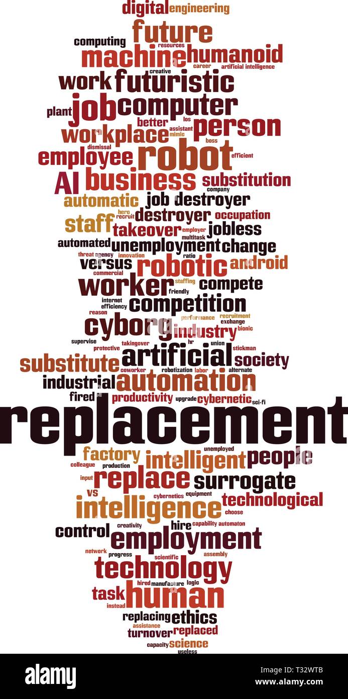 Austausch cloud Konzept. Collage aus Worte über Ersatz. Vector Illustration Stock Vektor