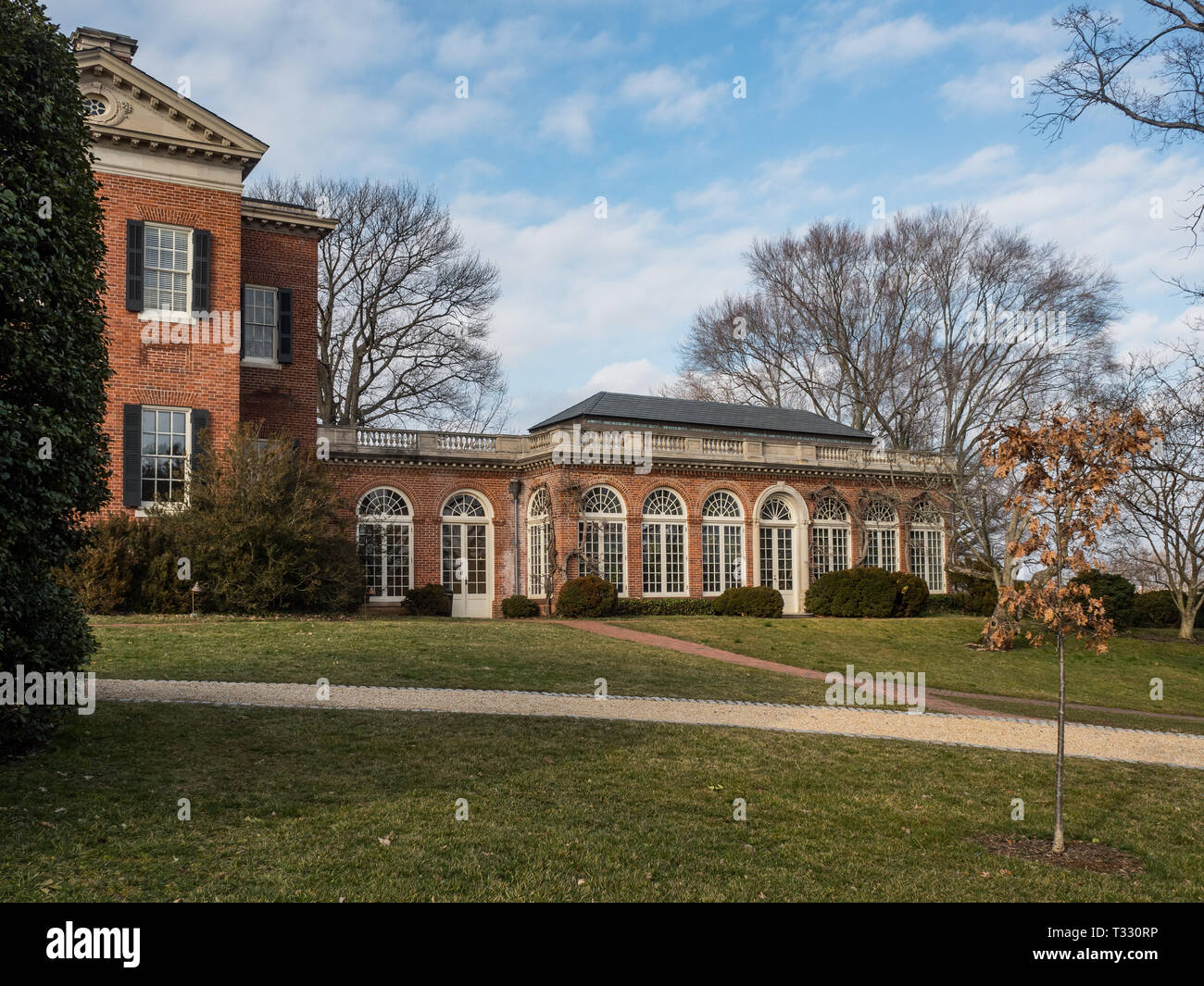 Washington DC, USA, 2. März 2019. Mansion at Dumbarton Oaks Ouse und Gärten in Georgetown Stockfoto