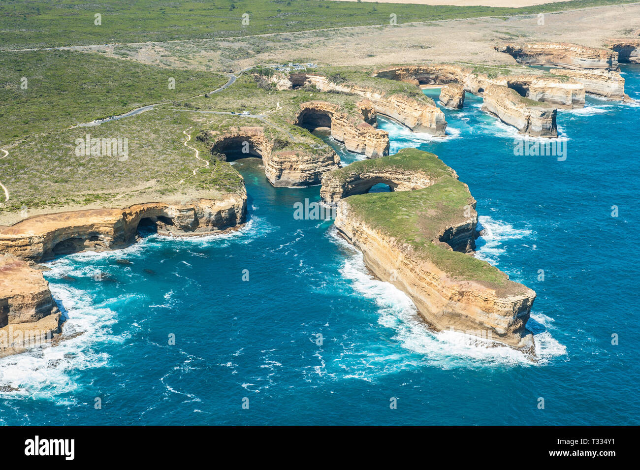 Luftaufnahme entlang der Great Ocean Road Stockfoto