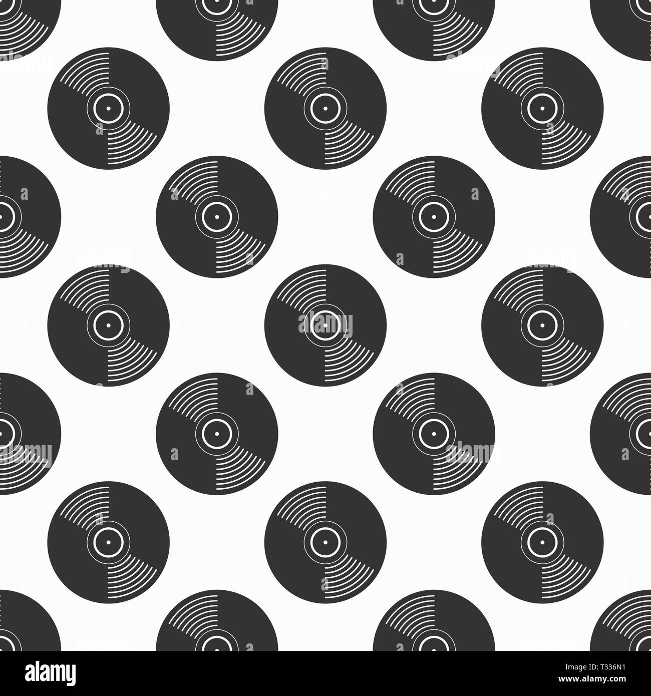 Schallplatten nahtlose Muster. Musik endlose Hintergrund. Kreativ, luxuriösen Stil. Design für Tapeten, Verpackung, Gewebe, Textilwaren, Kleidung, Web. Stock Vektor