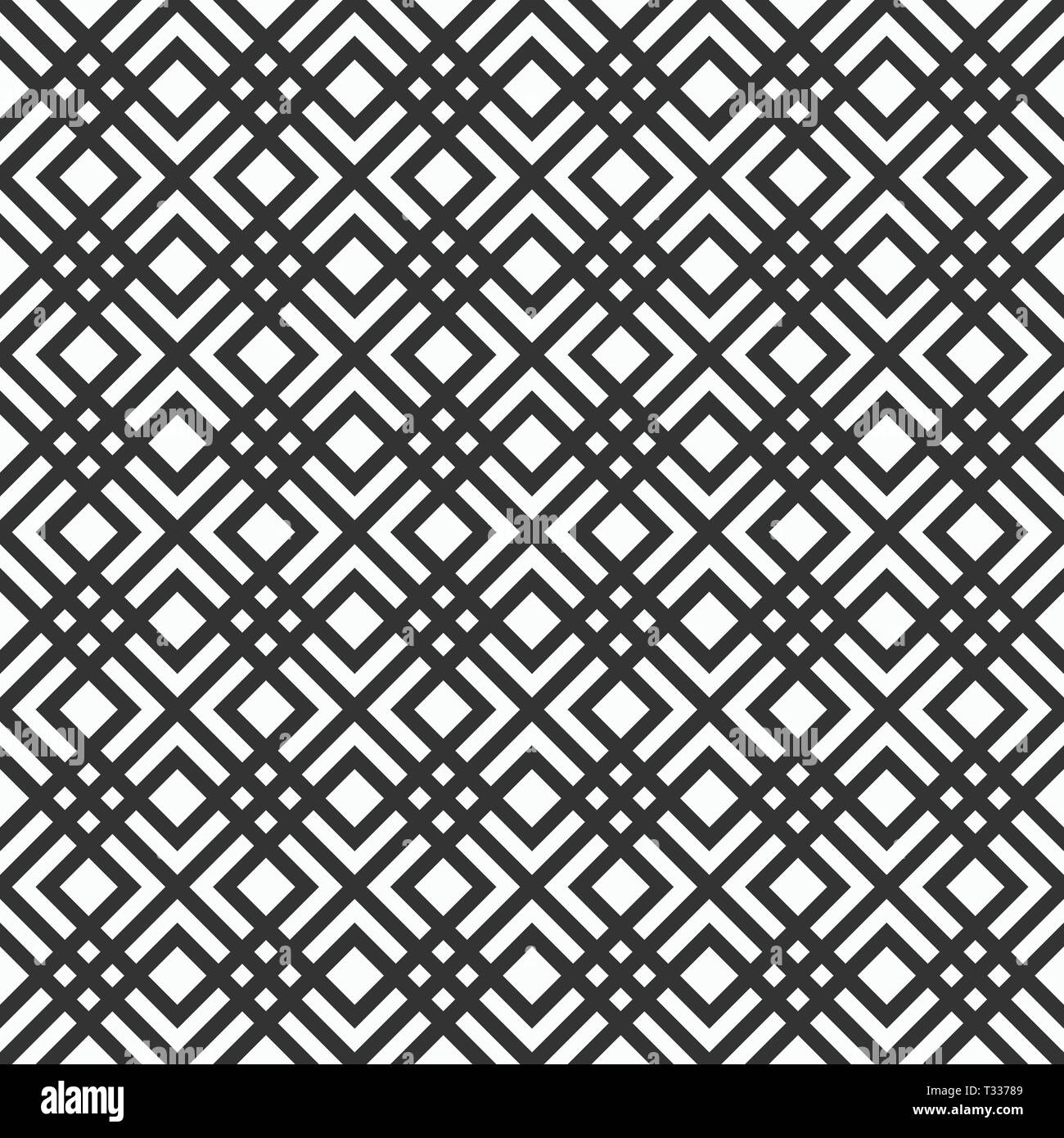 Abstrakte geometrische nahtlose Muster. Intercecting Rauten. Kreuze oder Pluspunkte. Stilvolle wiederholende Textur. Vektor monochromen Hintergrund. Stock Vektor