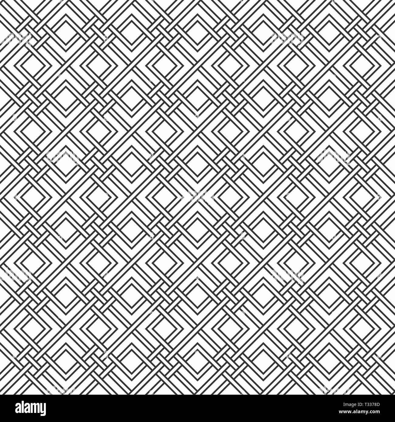 Abstrakte geometrische nahtlose Muster. Stilvolle wiederholende Textur. Flechten Hintergrund aus sich kreuzenden Streifen Gitter. Vektor monochromen Hintergrund. Stock Vektor