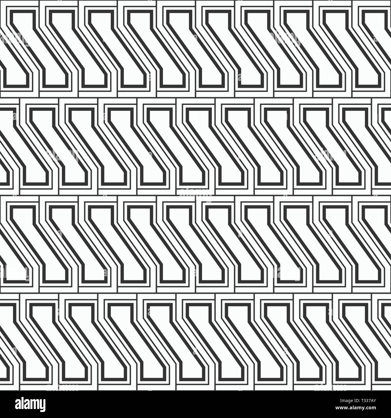 Zusammenfassung nahtlose geometrische Muster. Moderne, elegante Textur mit Schwarzweiß-Gitter. Wiederkehrende geometrische Fliesen. Lineare Raster. Vektor monochrom. Stock Vektor