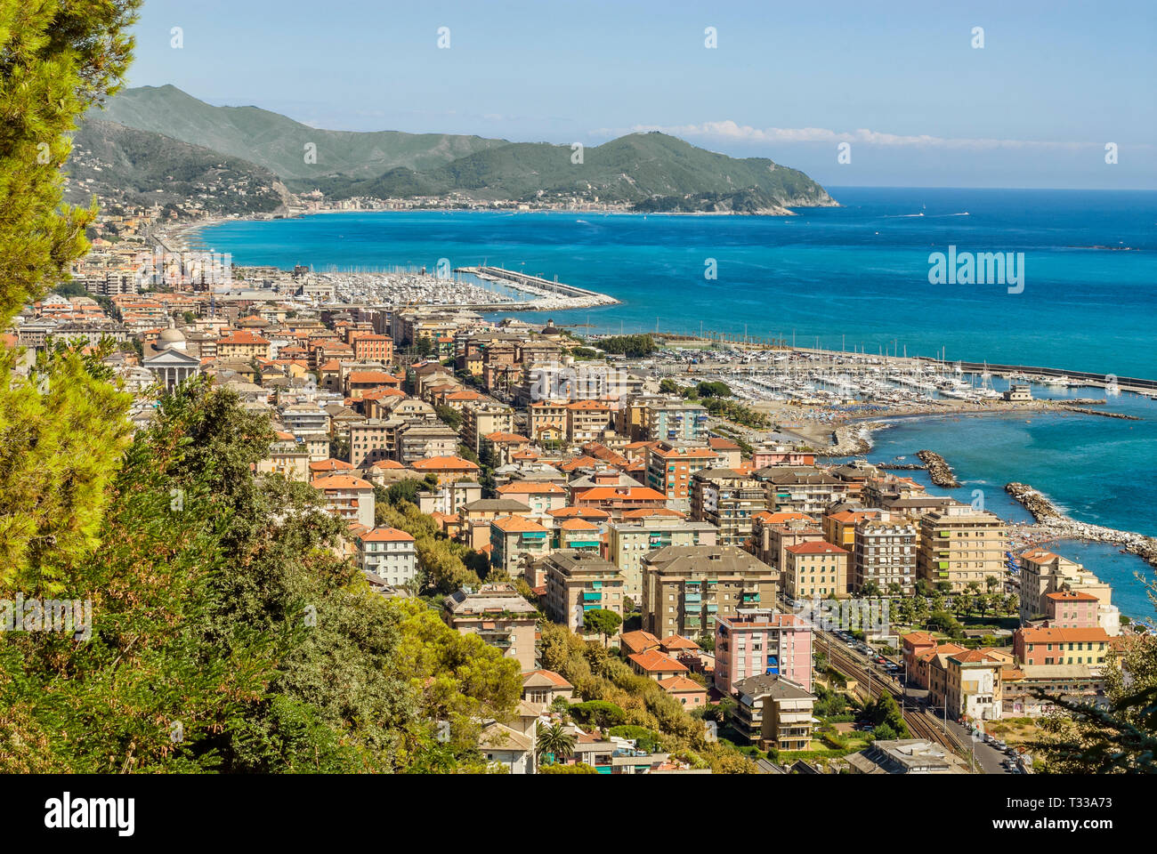 Blick über Chiavari an der ligurischen Küste, North West Italien. Stockfoto