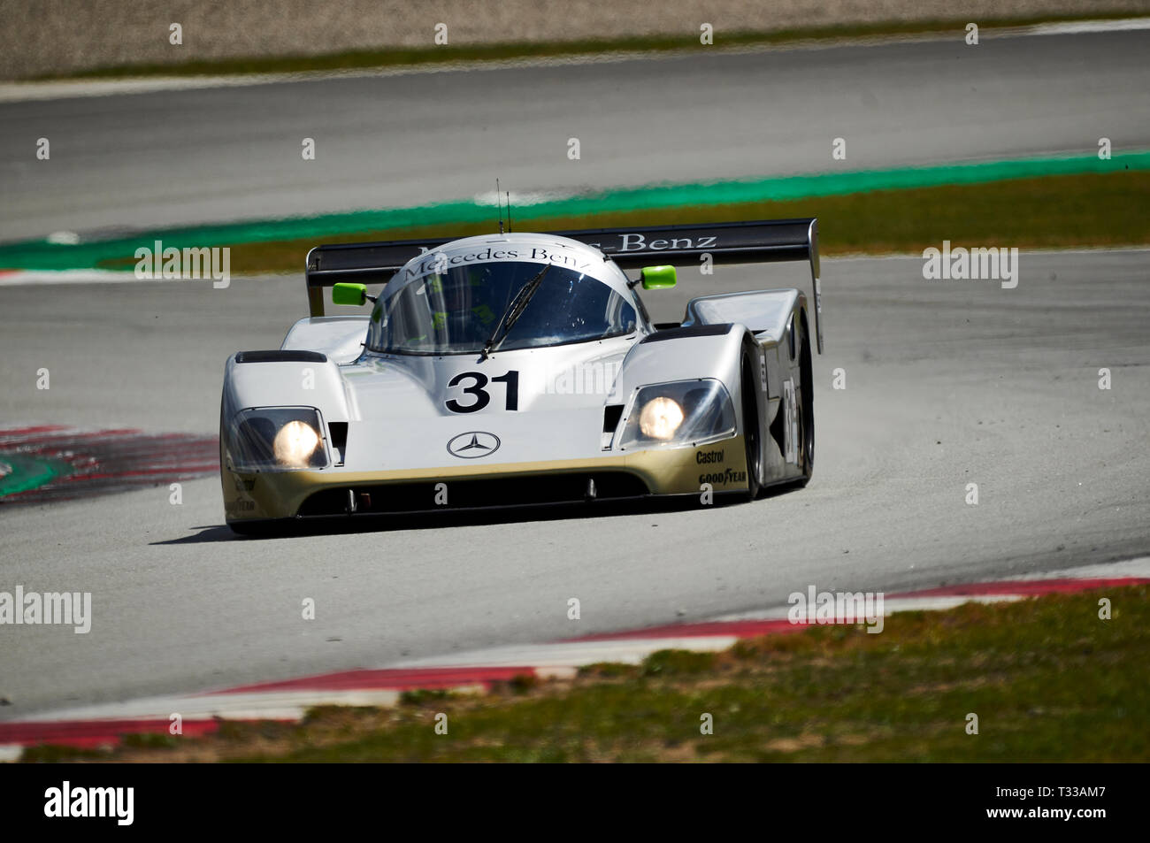 Barcelona, Spanien. 6. April 2019. Kriton Lendoudis (GRE) Fahren der Mercedes Benz C 11 1989 während der espiritu de Montjuic auf dem Circuit de Catalunya Stockfoto