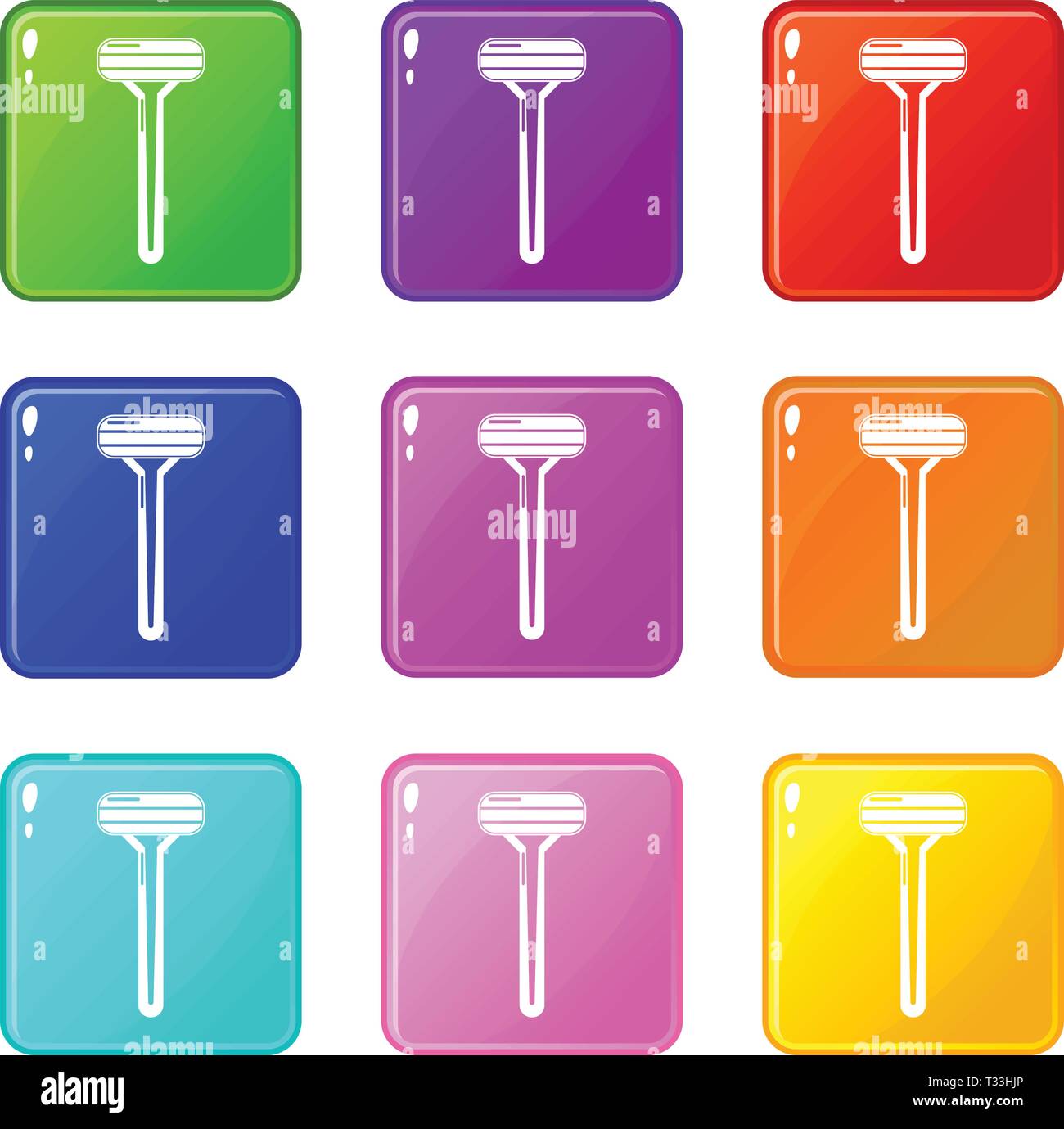 Frau razor Icons Set 9 Colour Collection isoliert auf Weiss für jedes Design Stock Vektor