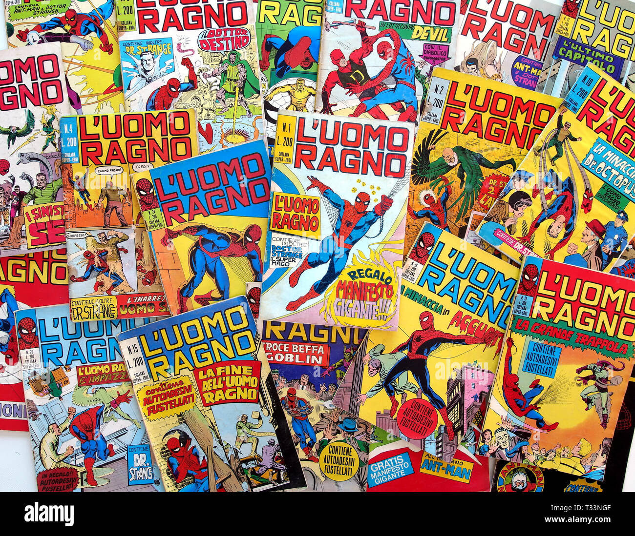 Italien - 1970/71: Erste Ausgabe des Comics Marvel Bücher, The Amazing Spider-Man, L'Uomo Ragno, nein. 1. bis 30. Stockfoto