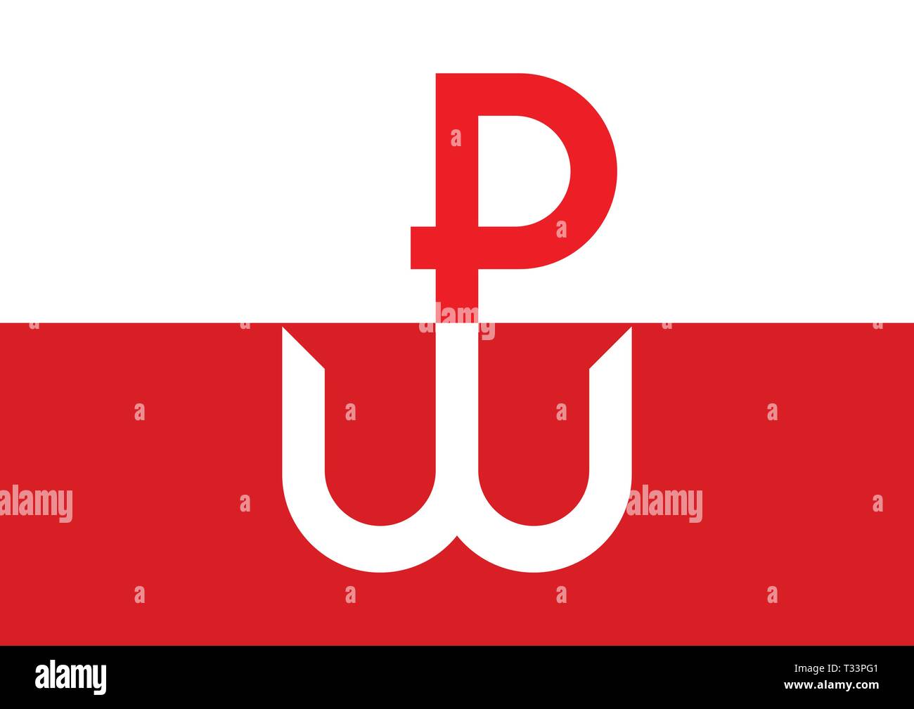 Kotwica, das Symbol und Emblem der Polnischen U-Bahn- und Warschauer Aufstand während des Zweiten Weltkrieges. Der Aufstand begann am 1. August 1944. Stock Vektor