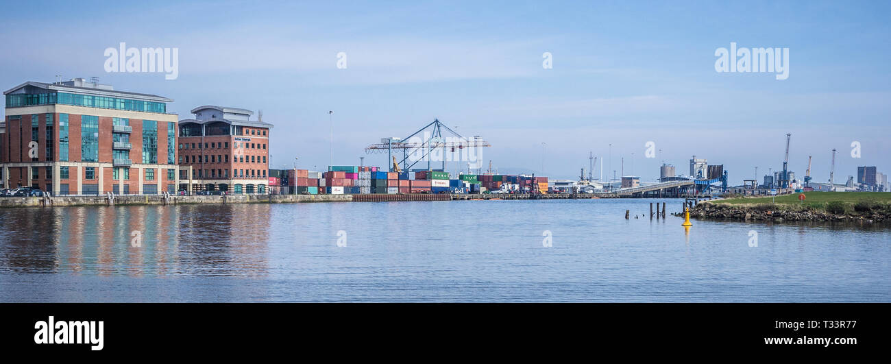 Belfast Hafen und die Titanic Quarter von Belfast in Nordirland Stockfoto