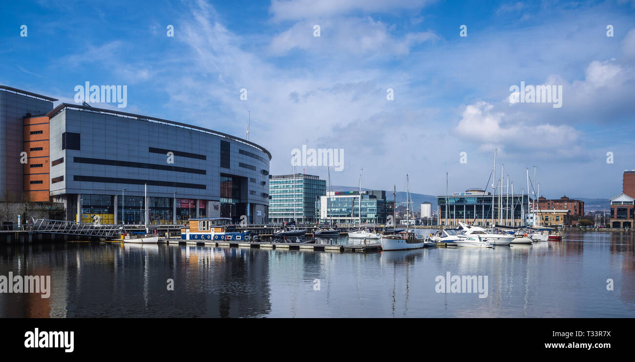 Belfast Hafen und die Titanic Quarter von Belfast in Nordirland Stockfoto