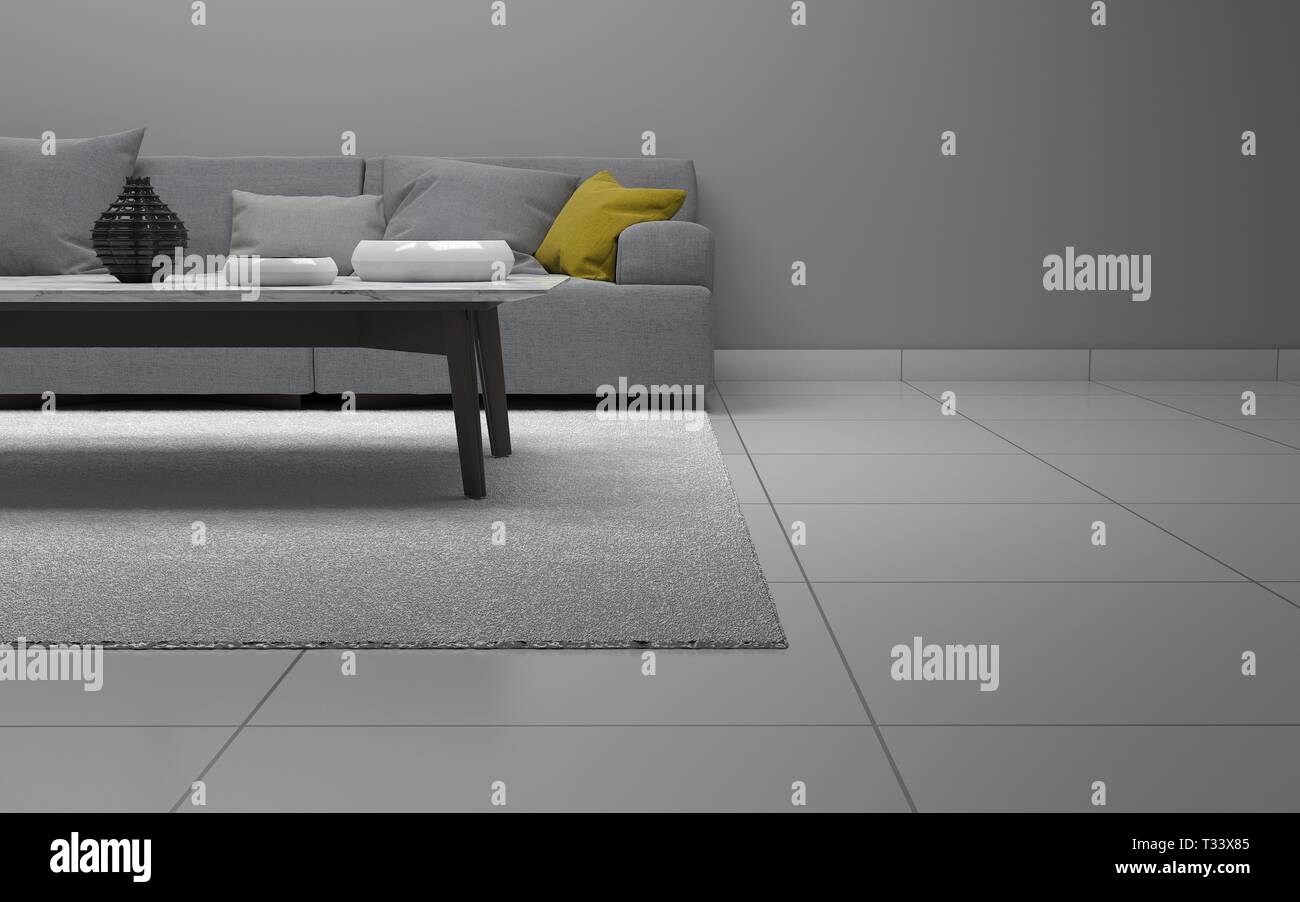 3D realistische Mockup von Wohnzimmer Innenraum Stockfoto