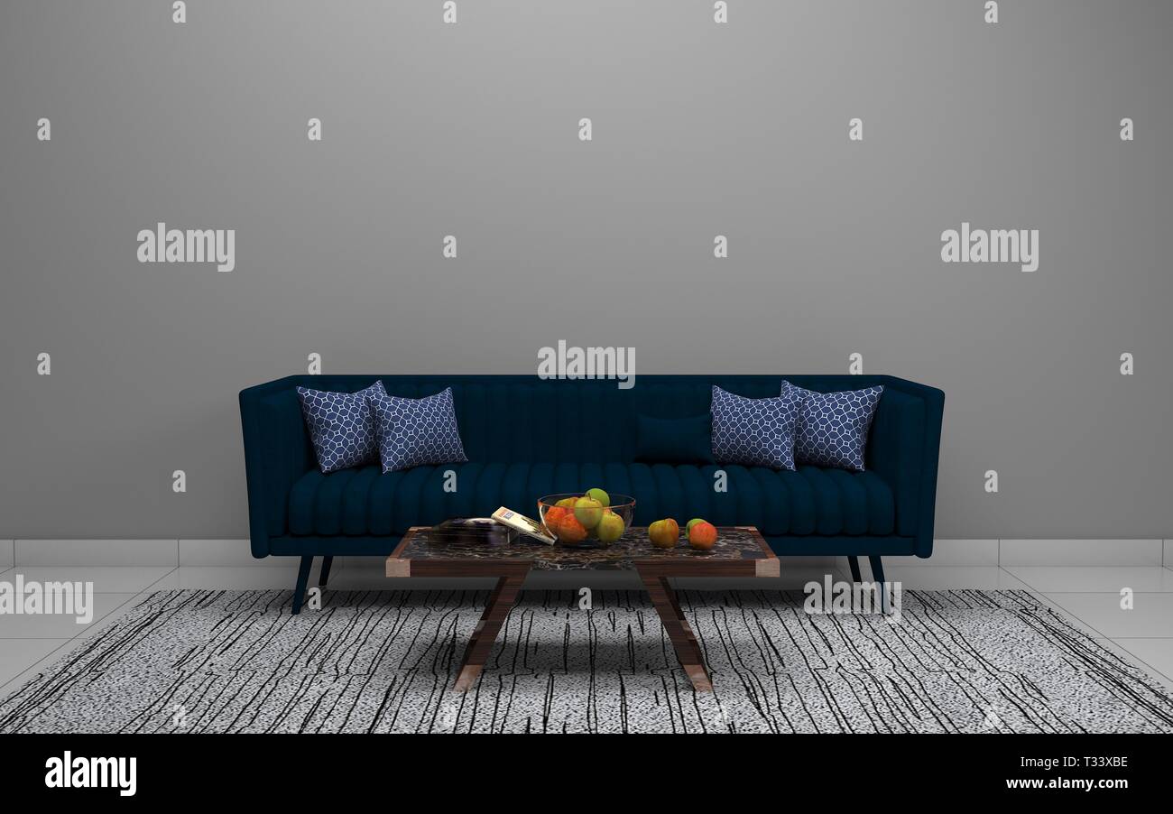 3D realistische Mockup von Wohnzimmer Innenraum Stockfoto