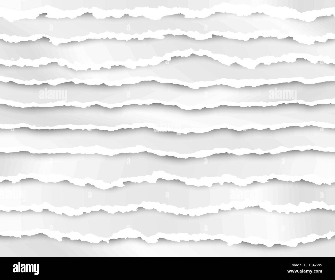 Eingestellt von zerrissenem Papier streifen. Abstrakte Papier Textur mit beschädigter Kante. Vector Illustration isoliert auf transparentem Hintergrund Stock Vektor