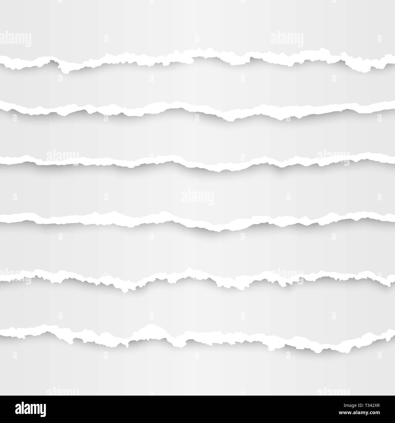 Eingestellt von zerrissenem Papier Streifen Element. Abstrakte Papier Textur mit beschädigter Kante. Vector Illustration Stock Vektor