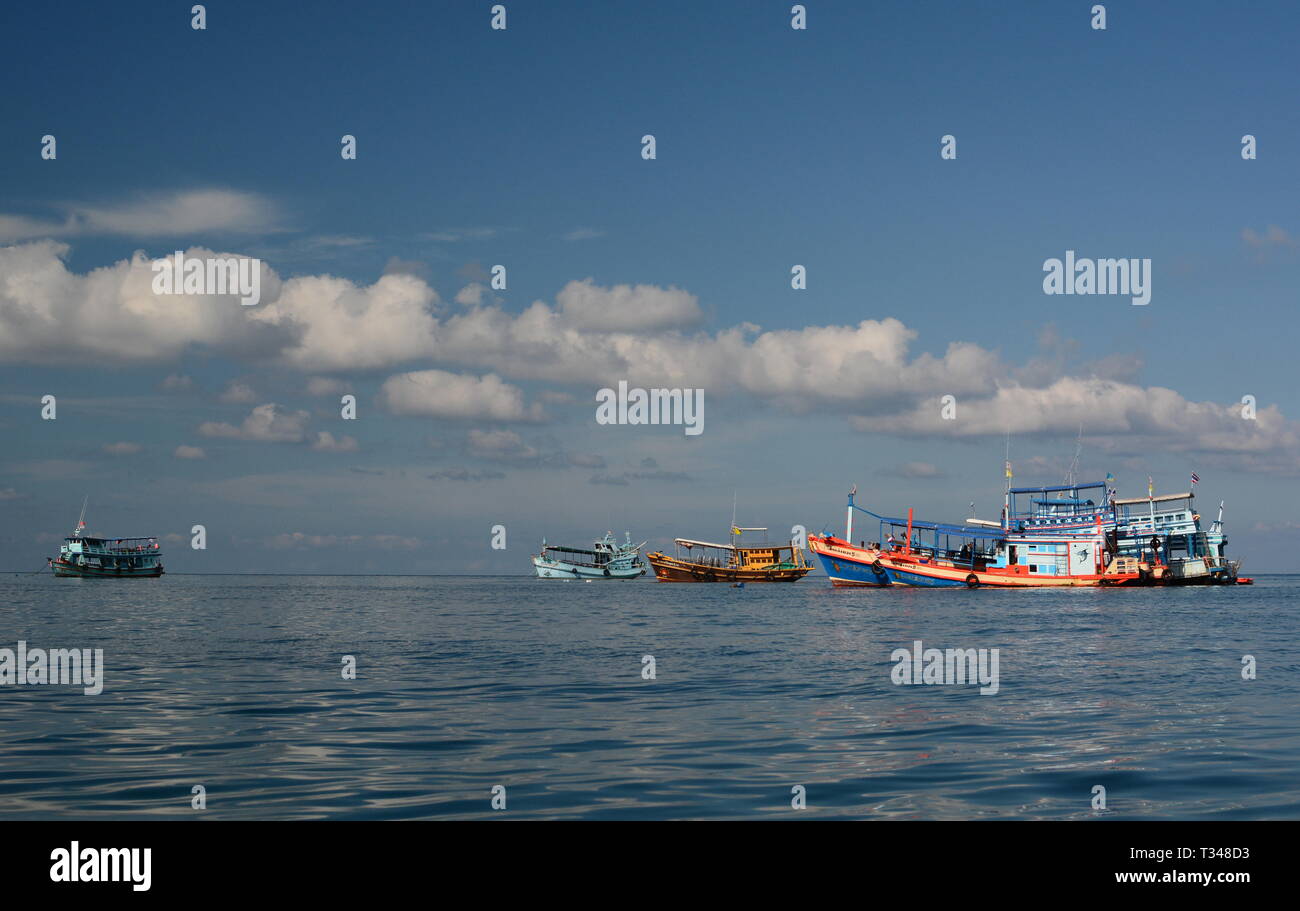 Fischerboote. Mae Haad Bay. Koh Tao. Provinz Surat Thani. Thailand Stockfoto