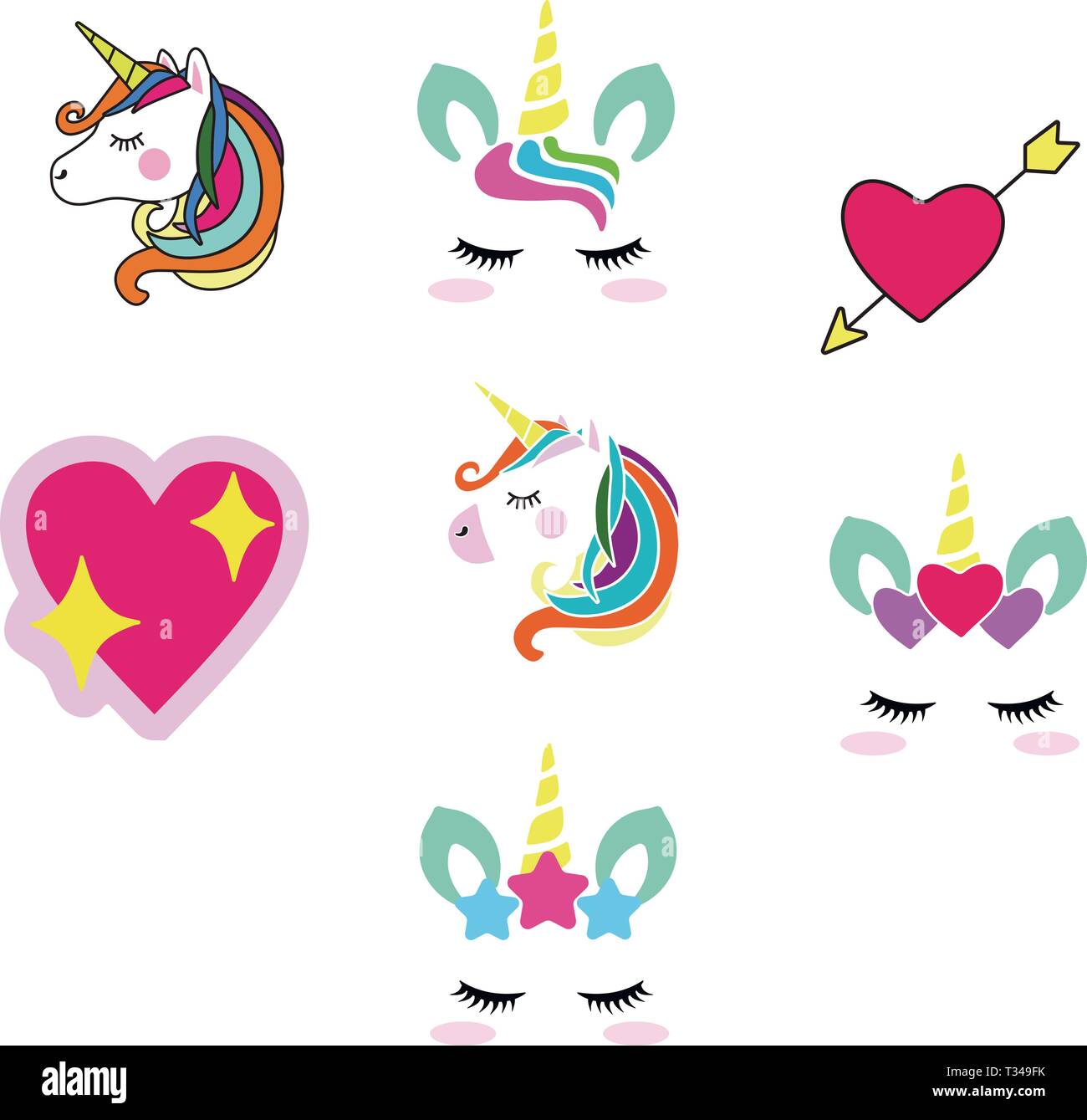 Schöne Einhörner vektor Sammlung Stock Vektor