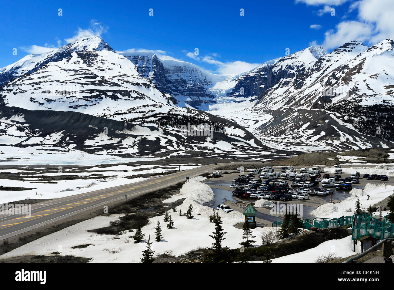 Athabasca Glacier, der kanadischen Rocky Mountains, Banff National Park, Alberta, Kanada Stockfoto