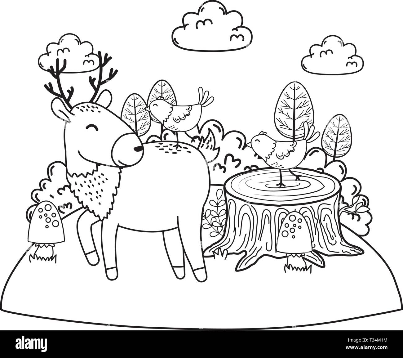 Niedliche Tiere im Feld Wald zeichen Vector Illustration Design Stock Vektor