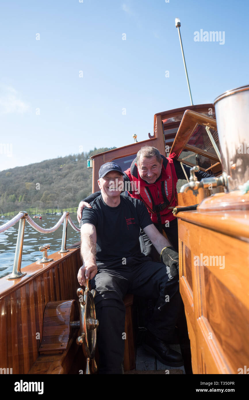 Cumbria UK 6 April 2019 Neue "Lake Windermere Windermere Jetty "Museum Das Museum ist fertig, die Ausstellung von Steam Yacht die Osprey 1902, für seine offizielle Eröffnung am Montag gebaut von Prince Charles, Kredit: Shoosmith/Alamy Leben Nachrichten machen Ihren Besuch in Windermere Jetty unvergessliche buchung Heritage Bootsfahrt auf dem See an Bord Osprey, einer unserer voll-Edwardian wiederhergestellt Stockfoto