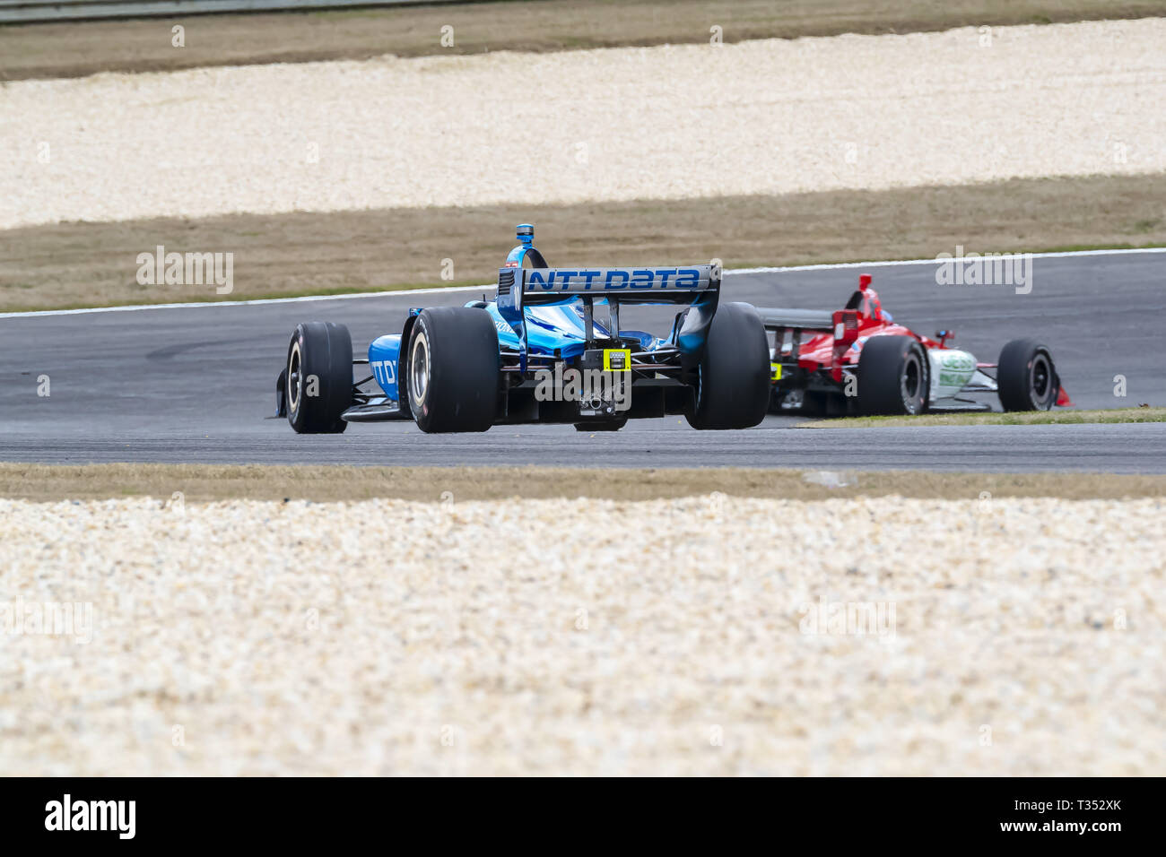 Birmingham, Alabama, USA. 6 Apr, 2019. FELIX ROSENQVIST (R) (10) Schweden geht durch die Drehungen während der Praxis für das Honda Indy Grand Prix von Alabama in Barber Motorsports Park in Birmingham, Alabama. (Bild: © Walter G Arce Sr Asp Inc/ASP) Stockfoto
