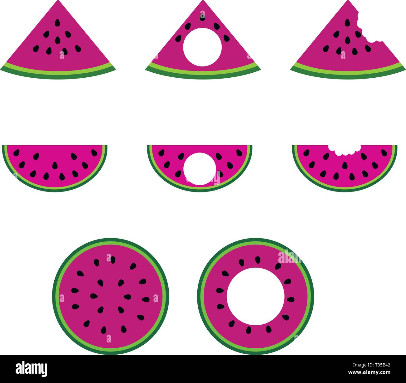 Bunte Hälften der Wassermelone Stock Vektor