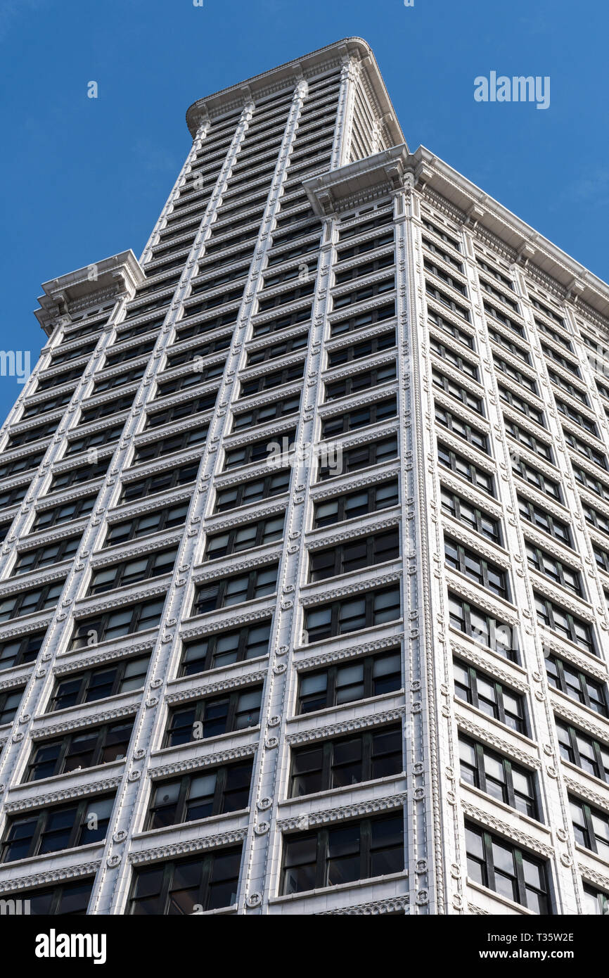 Blick von der Straße von Smith Tower in Seattle, Washington, USA. Stockfoto