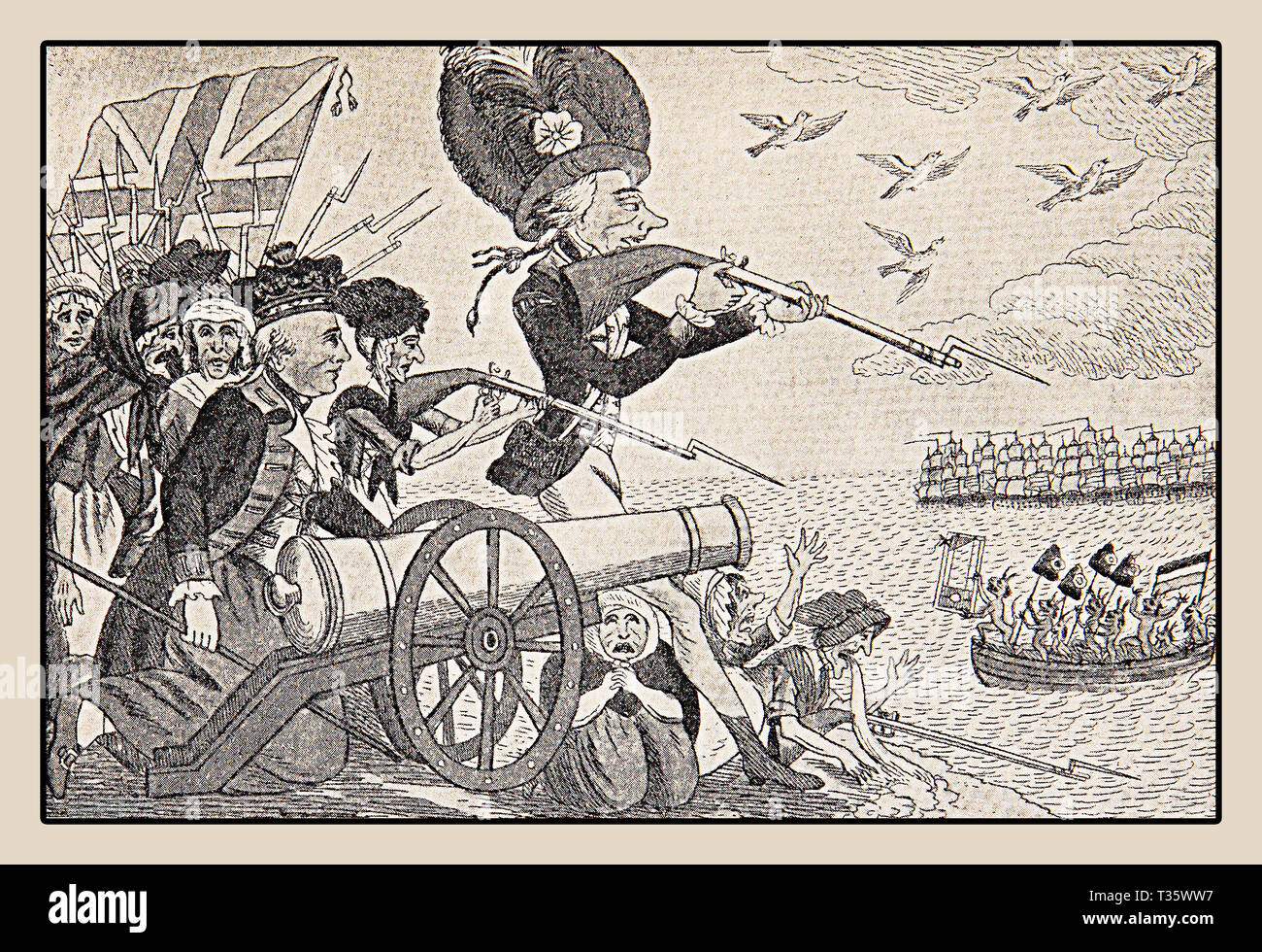 Englisch Kräfte warten die französische Invasion durch Meer während der maritimen Krieg von 1806-1815, die mit der Niederlage Napoleons in der Schlacht bei Waterloo endete. Stockfoto