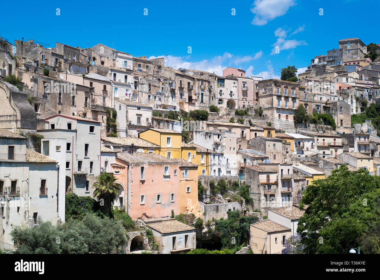 Luftaufnahme von Ragusa Ibla, einer berühmten Stadt im Südosten von Sizilien Stockfoto