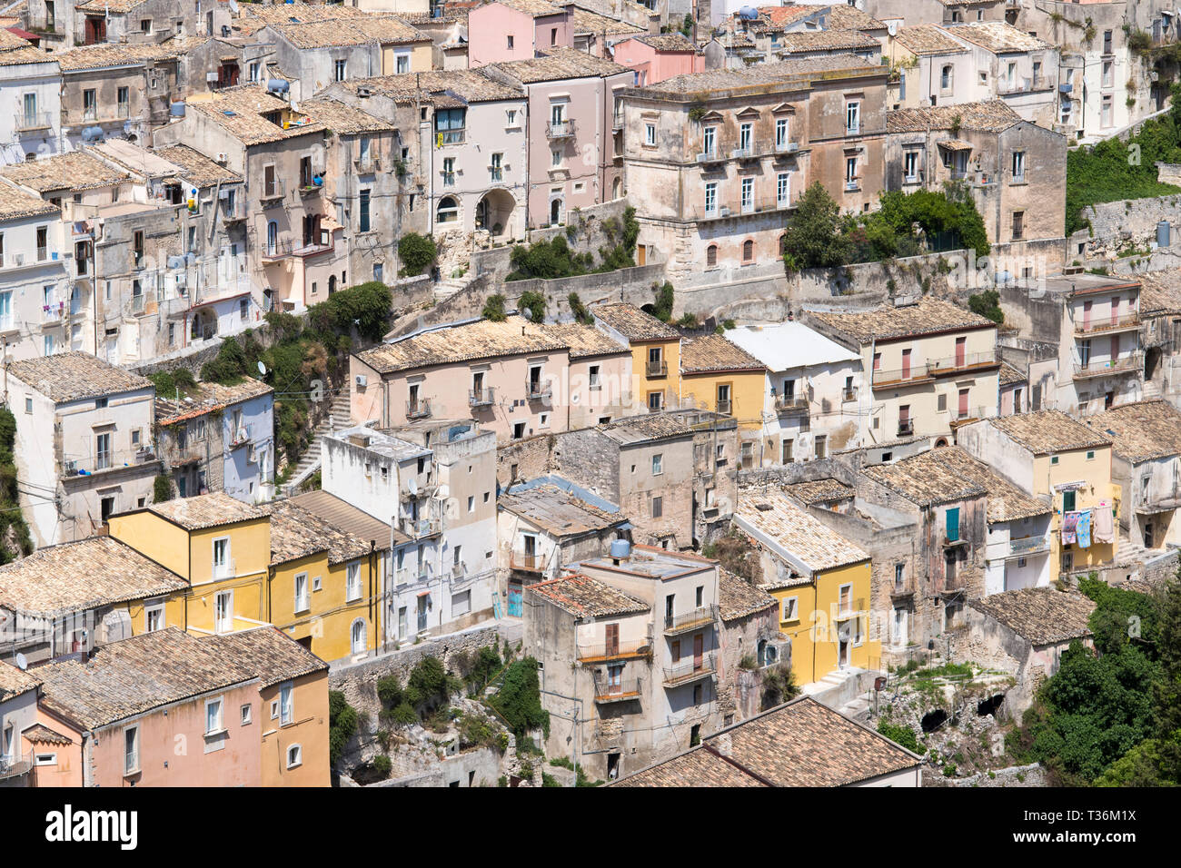 Luftaufnahme von Ragusa Ibla, einer berühmten Stadt im Südosten von Sizilien Stockfoto
