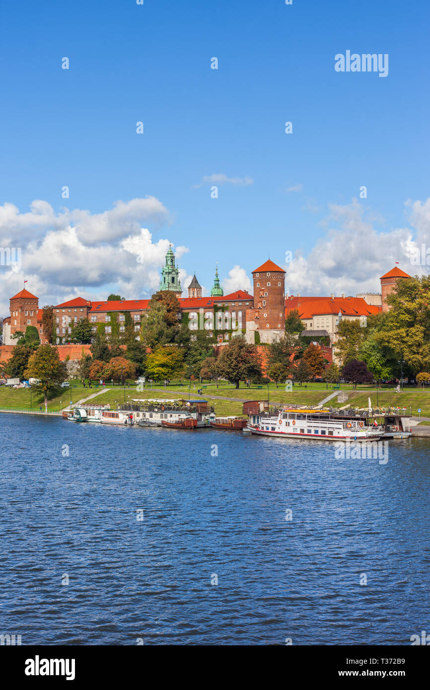 Wawel Royal Castle an der Weichsel in der Stadt Krakau in Polen. Stockfoto