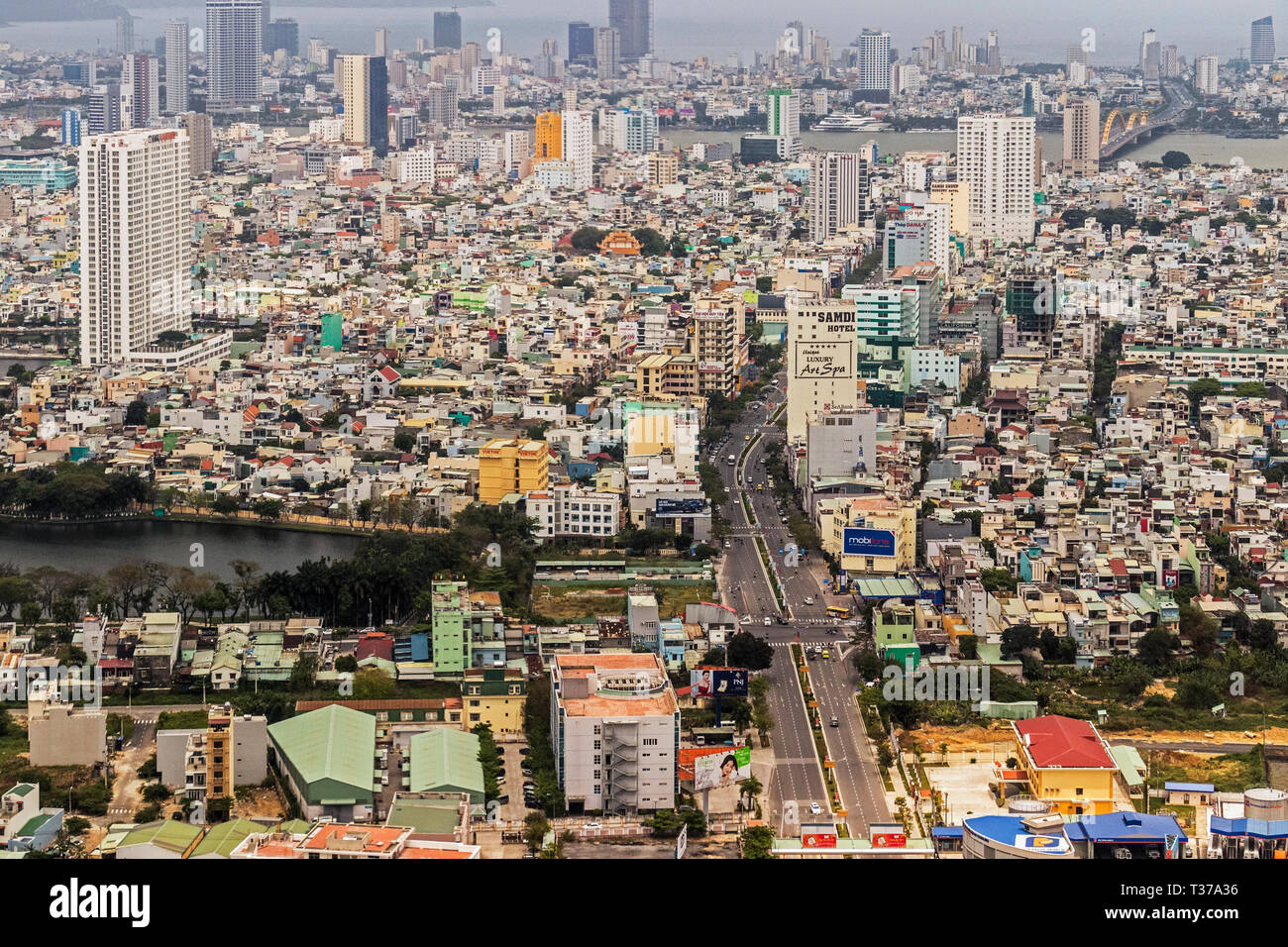 Luftbild Stadt Da Nang Vietnam Stockfoto