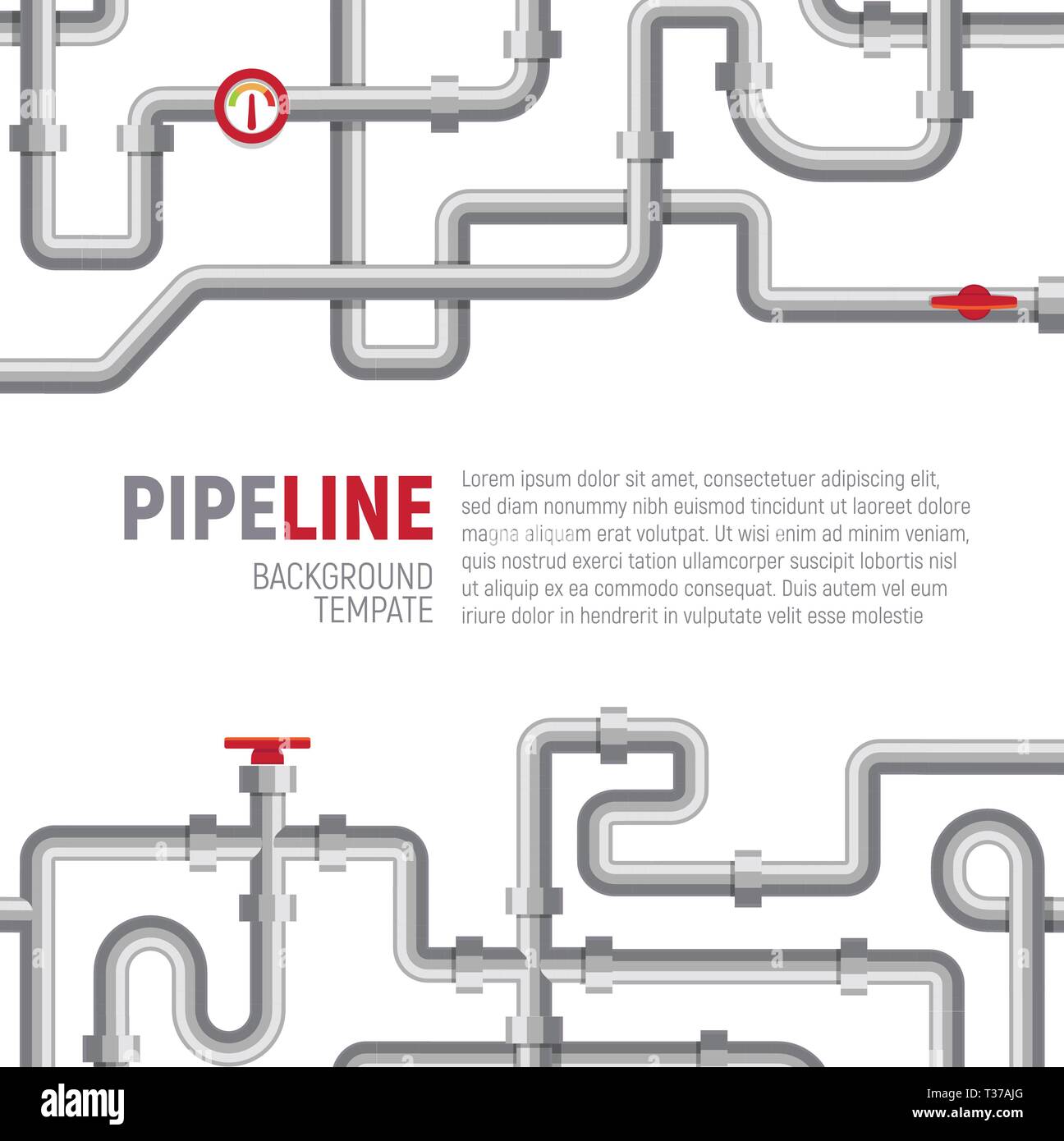Pipelines poster Konzept. Rohre Muster, Heizraum, Rohrleitungen, Sanitär Banner Design Template für Marketing, Social Media, Werbung, Interieur oder Stock Vektor
