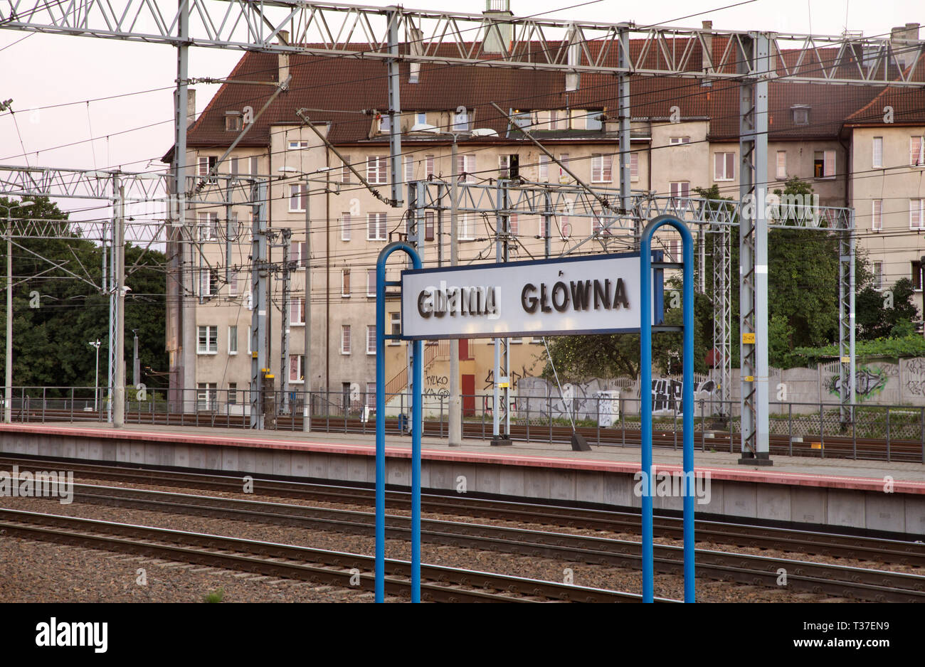 Bahnhof Gdynia Glowna - Hauptbahnhof in Gdynia. Polen Stockfoto
