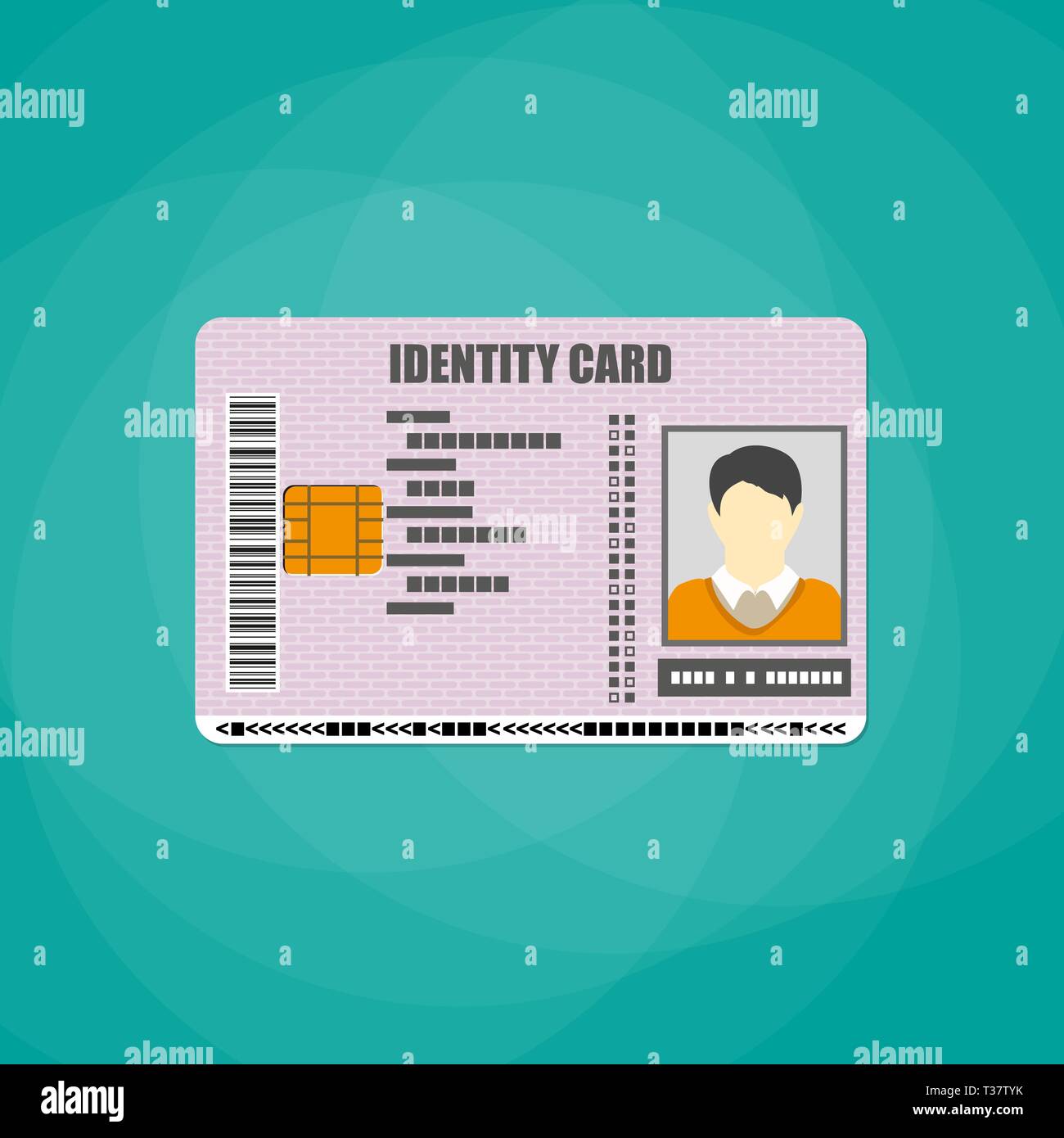 Id Karte. Personalausweis, ID-Cards, ID-Karte mit elektronischen Chip. Vector Illustration im flachen Design auf weißem Hintergrund Stock Vektor