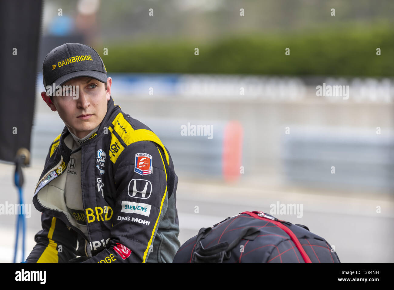 Birmingham, Alabama, USA. 6 Apr, 2019. ZACH VEACH (26) in den Vereinigten Staaten bereitet sich auf die Honda Indy Grand Prix von Alabama in Barber Motorsports Park in Birmingham, Alabama zu qualifizieren. (Bild: © Walter G Arce Sr Asp Inc/ASP) Stockfoto