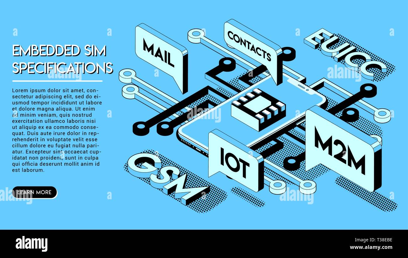 Embedded SIM-Konzept. Neue Mobile Kommunikationstechnik. Stock Vektor